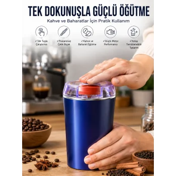 Taşınabilir Kahve & Baharat Öğütücü, Kolay Temizlenebilir ve Uzun Ömürlü Paslanmaz Çelik