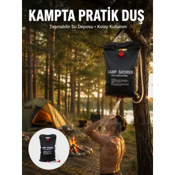 Taşınabilir Kamp Duşu Solar Isıtmalı 20 Litre Su Kapasiteli Hijyen Çözümü Yeni Nesil