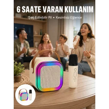 Taşınabilir Karaoke Mikrofon Seti Bluetooth Hoparlörlü Yeni Nesil