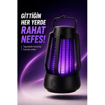 Taşınabilir Mor Işıklı Sineksavar Lamba Koruyucu Gövdeli Pratik Kullanım Cihazı