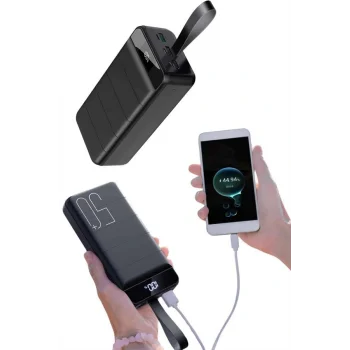 Taşınabilir Powerbank 50.000 mAh 4 Girişli Hızlı Şarj Led Göstergeli Fenerli Şarj