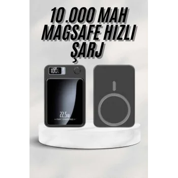Taşınabilir Şarj Magsafe Powerbank 10.000 mAh Hızlı Şarj Led Göstergeli Kablosuz