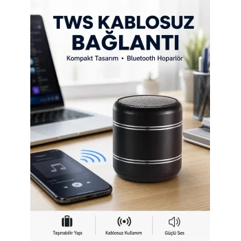 Taşınabilir Silindir Tasarım Bluetooth 5.0 Hoparlör Yüksek Bas Performanslı Yeni Nesil