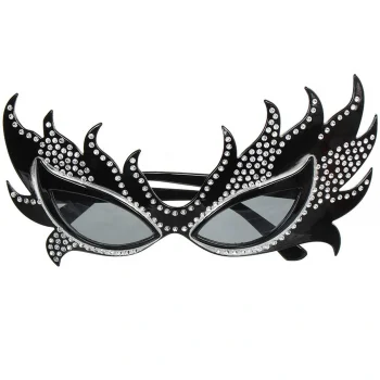 Taşlı Göz Kamaştıran Gecenin Yıldızı Siyah Parti Alev Gözlük (5047)