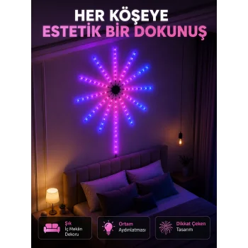 Telefon Kontrollü RGB Fireworks LED Işık Çok Renkli Dekoratif Duvar Lambası