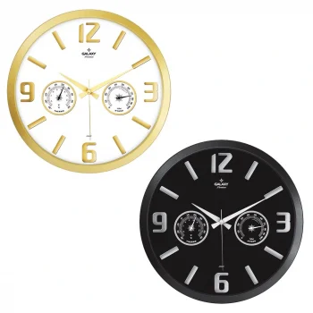 TERMOMETRELİ ISI - NEM ÖLÇER KABARTMA RAKAMLI DUVAR SAATİ ÇAP: 38 CM (5047)