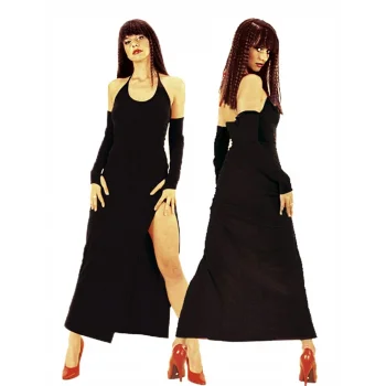 Terry Pau TP101199 Derin Yırtmaçlı Eldivenli Elbise