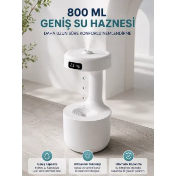 Ters Akan Su Damlası Nemlendirici 800 ml Sessiz Ultrasonik Oda Nemlendirici