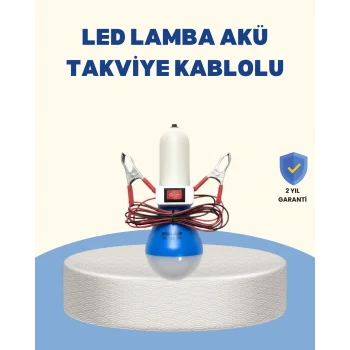 Timsah Kıskaçlı 12V LED Ampul Kamp ve Acil Durum Lambası