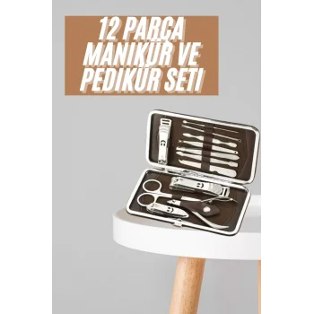 Tırnak Bakım Seti Tırnak Düzeltme Batık 12 Parça Çanta Tipi Manikür Pedikür