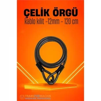 Çelik Örgü Kablo Kilit 12mm 120 Cm Bisiklet Kilidi Motosiklet Kilidi Eşya Garaj Kilidi 721730