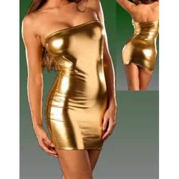 TSec03117 Parlak Strapless Mini Elbise