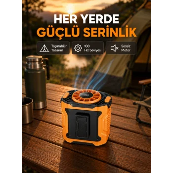 Turbo Mini Taşınabilir Fan – 100 Kademeli Dijital Hız Kontrolü ve Type-C Şarj