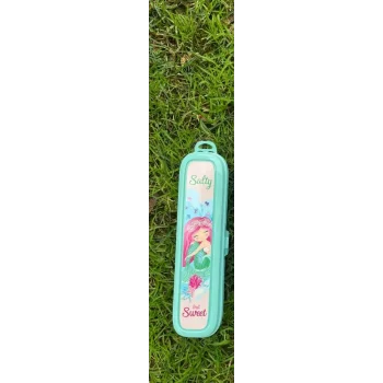 Turkuaz Multi Renkli Kapaklı Kalemlik Kutusu -Çanta İçi Saklama - Diş Fırçası - Makyaj Fırçası Kutu