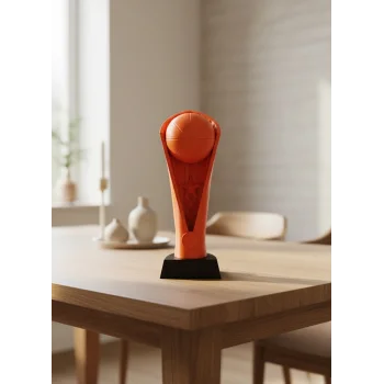 Turuncu Kupa 23cm Basketbol Temalı Dekoratif Ödül Biblosu