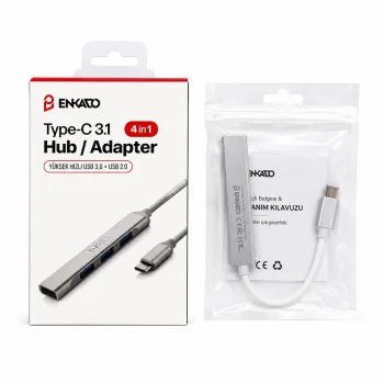 TYPE-C 3.1 GİRİŞ 4IN1 USB ÇOĞALTICI 4 ANAHTARLI PORT - HI-SPEED USB 3.0 - USB 2.0 HUB ADAPTÖR EKD-TP50 (5047)