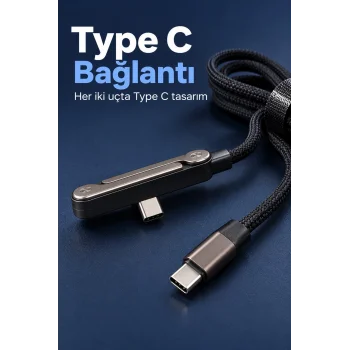 Type C Şarj Kablosu Katlanabilir Telefon Standlı Örgü Tasarım