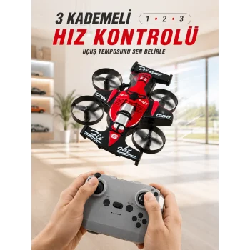 Uçan Araba Drone 4 Korumalı Pervaneli 360° Akrobatik Hareket Uzaktan Kumandalı