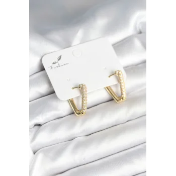 Üçgen Model Zirkon Taşlı Kadın Küpe