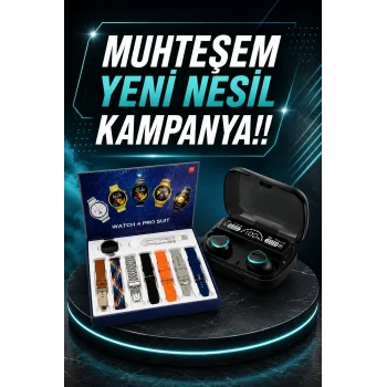 Ucuz Kaliteli Yeni Nesil 7 Kordonlu Akıllı Saat ve Kablosuz Bluetooth Kulaklık ANC Özelliği
