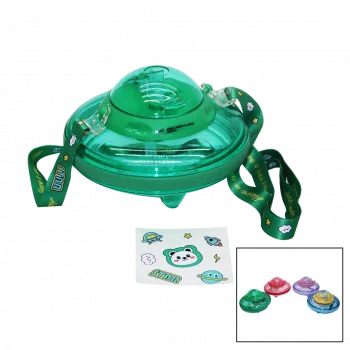 UFO MODELİ RENKLİ MİKA KRİSTAL SULUK MATARA PİPETLİ - TAŞIMA ASKILI 550ML ( HERHANGİ BİR RENK  GÖNDERİLİR )  (5047)