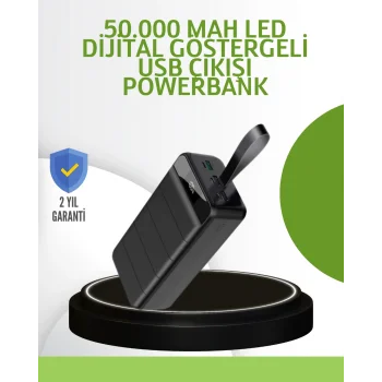 Ultra Güçlü 50.000 mAh Powerbank – LED Ekranlı, Çoklu Bağlantı Seçenekli, Akıllı Koruma Sistemli Şarj Ünitesi
