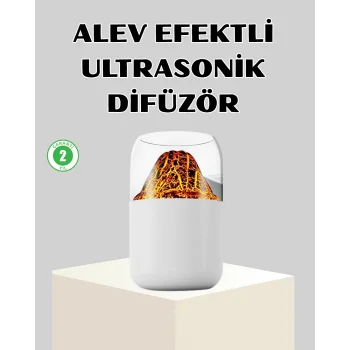 Ultrasonik Alev Efektli Aromaterapi Difüzörü USB Şarjlı ve Otomatik Kapanma Özellikli