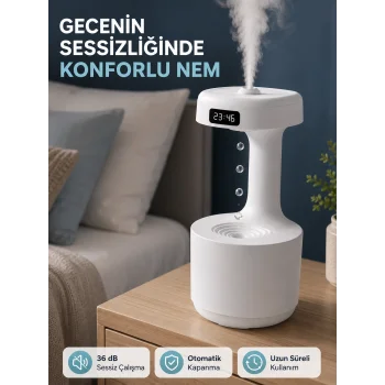 Ultrasonik Hava Nemlendirici 800 ml Aromaterapi Difüzör Ters Su Damlası Efektli