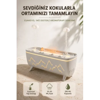 Ultrasonik Hava Nemlendirici Aromaterapi Difüzörü Jöle Yağmur Efektli LED Işıklı 280 ML
