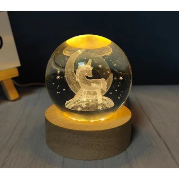 Unicorn Tasarımlı Işıklı Cam Küre Kod 54