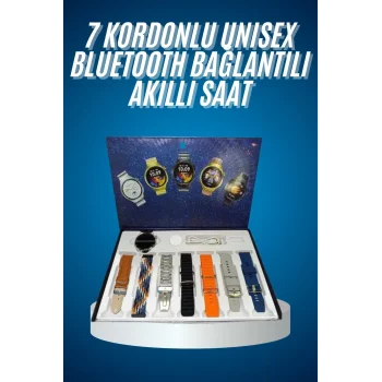 Unısex Yuvarlak Ekranlı 7 Kordonlu Akıllı Saat GPS Destekli Çoklu Kordon Seçeneği