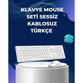 USB Alıcılı Kablosuz Klavye Mouse - Geniş Uyumluluk, Sessiz Tuşlar