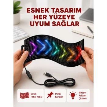 USB Destekli LED Mağaza Tabelası – Renkli RGB Kayan Yazı Paneli