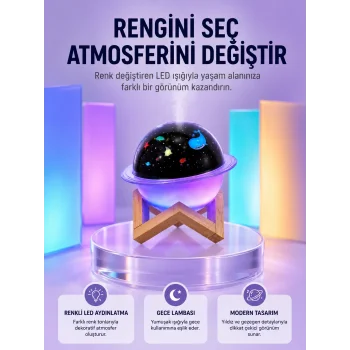 USB ile çalışan projektörlü aromaterapi nemlendirici masaüstü kullanım için uygun