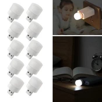 USB Mini Top LED 10’lu Aydınlatma Beyaz Işıklı Gece Lambası, Enerji Tasarruflu Mikro LED Işıklar