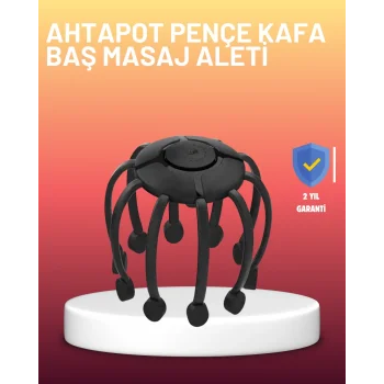 USB Şarjlı Kafa Masaj Aleti 3 Modlu 8 Başlıklı Stres Giderici