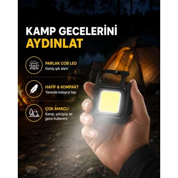 USB Type-C Şarjlı Mini Fener – Manyetik, Katlanabilir ve Şişe Açacaklı Tasarım Yeni Nesil