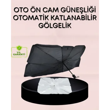 UV Korumalı Şemsiye Tipi Oto Güneşliği - Geniş Araç Uyumu