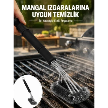 Uzun Saplı Izgara Temizleme Fırçası Çelik Telli Yeni Nesil