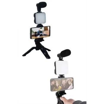 Video Making Kit Telefon Tutucu Vlog Video Mini Led Işıklı