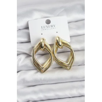 Vintage Gold Renk Pirinç Kadın Küpe