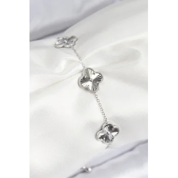 VIP Pirinç Yonca Model Gümüş Renk Kadın Bileklik