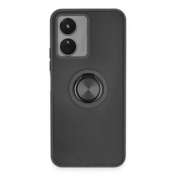 Vivo Y16 Kılıf Montreal Yüzüklü Silikon Kapak - Siyah
