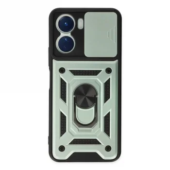 Vivo Y16 Kılıf Pars Lens Yüzüklü Silikon - Yeşil