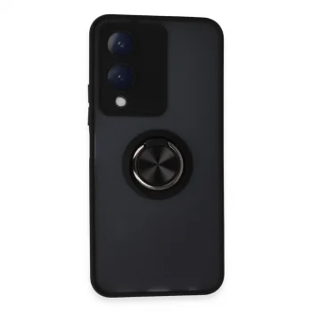 Vivo Y17s Kılıf Montreal Yüzüklü Silikon Kapak - Siyah