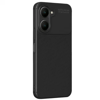 Vivo Y18 Kılıf Auto Focus Karbon Kapak - Siyah