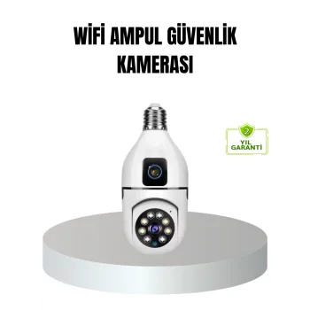 WiFi Ampul Güvenlik Kamerası 1080P Full HD Gece Görüşlü ve Hareket Algılamalı