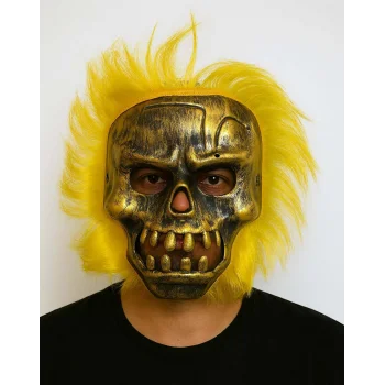Wild Skull - Bakır Kafatası Sarı Saçlı İskelet Maske