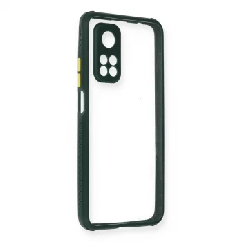 Xiaomi Mi 10t Pro Kılıf Miami Şeffaf Silikon - Koyu Yeşil