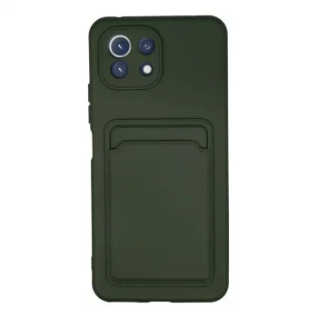 Xiaomi Mi 11 Kılıf Kelvin Kartvizitli Silikon - Koyu Yeşil